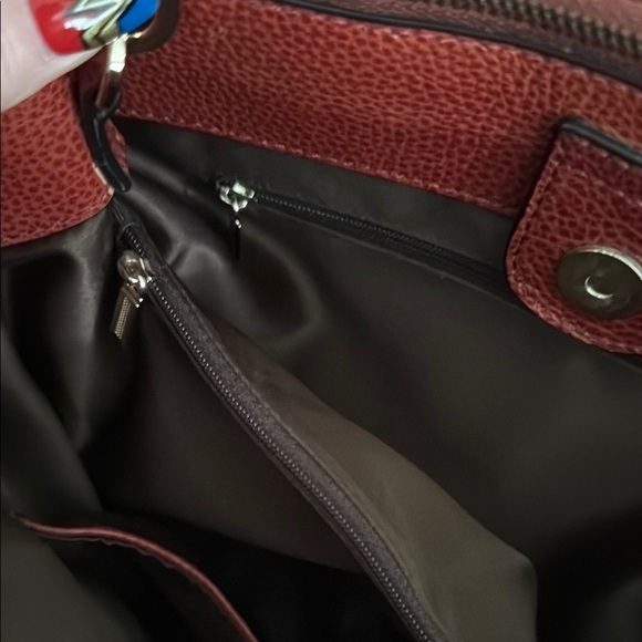 Red Studded leather Satchel with gold Accents - Picture 8 of 15